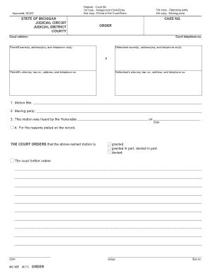 Michigan Court Order Form