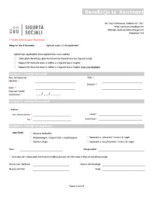 Malta Work Injury Benefit Application Form