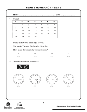 Year 3 Numeracy Worksheet