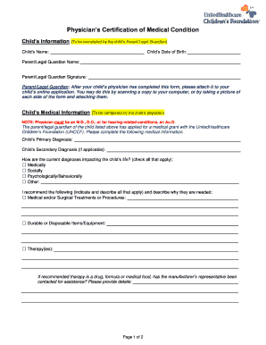 Physician Certification of Medical Condition