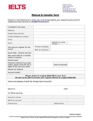 Formulaire de remboursement et de transfert IELTS