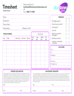 Timesheet and Worker Declaration Form