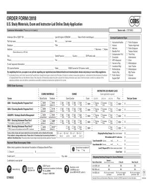 CEBS Order Form 2018