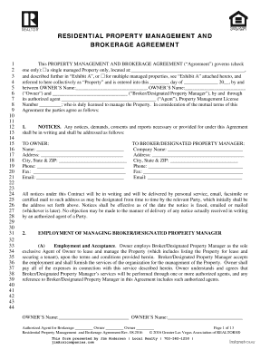 Residential Property Management and Brokerage Agreement
