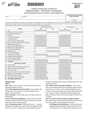 Alabama Business Privilege Tax Net Worth Worksheet