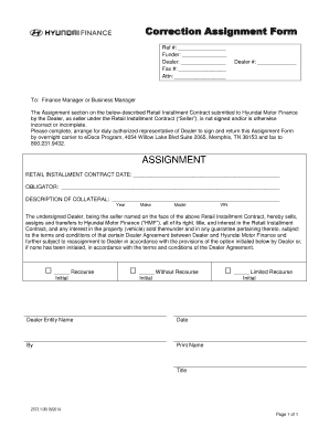 Hyundai Motor Finance Assignment Form
