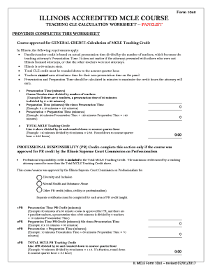 Illinois MCLE Teaching Credit Calculation Worksheet