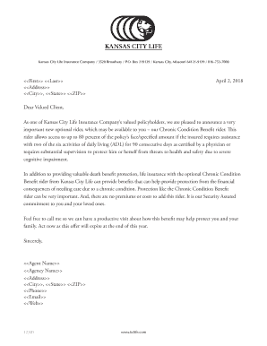 Kansas City Life Chronic Condition Benefit Rider