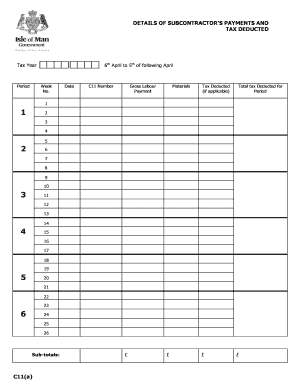 Subcontractor Payment and Tax Deduction Form
