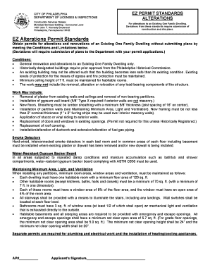 Philadelphia EZ Alterations Permit Standards