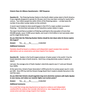 Ontario Clean Air Alliance Questionnaire