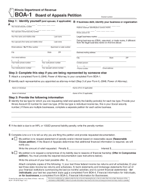 Illinois Board of Appeals Petition Form BOA-1