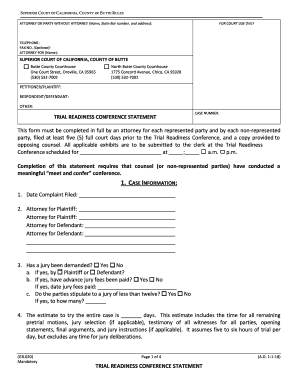 California Trial Readiness Conference Statement