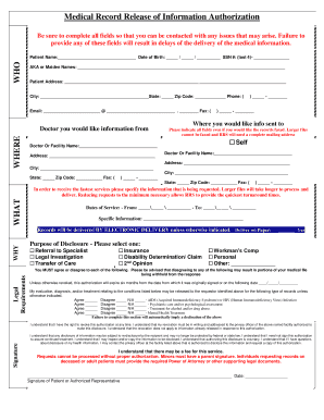 Medical Record Release Authorization Form