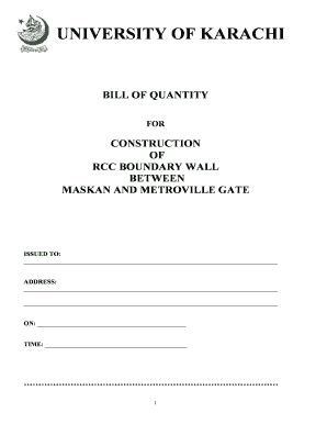 University Bill of Quantities