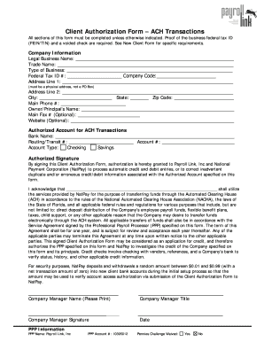 Client Authorization Form – ACH Transactions