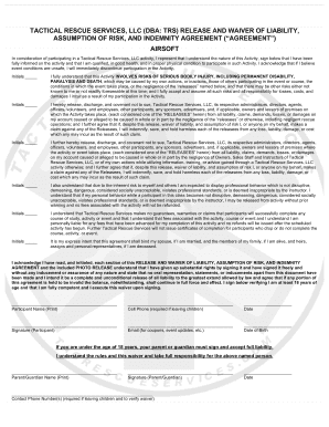 Tactical Rescue Services Liability Waiver