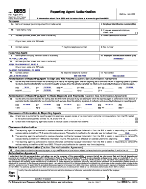 IRS Form 8655 Reporting Agent Authorization