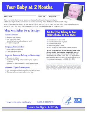 2 Months Baby Development Milestones Checklist