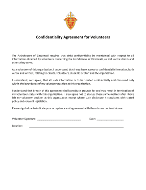 Confidentiality Agreement for Volunteers