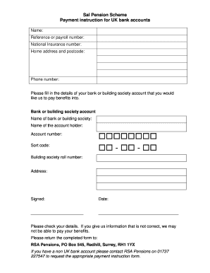 UK Pension Scheme Payment Instruction