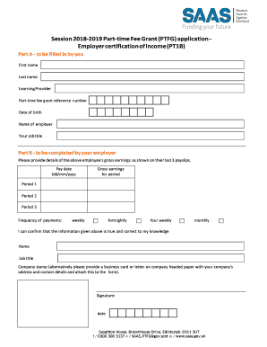 Part-time Fee Grant Employer Certification