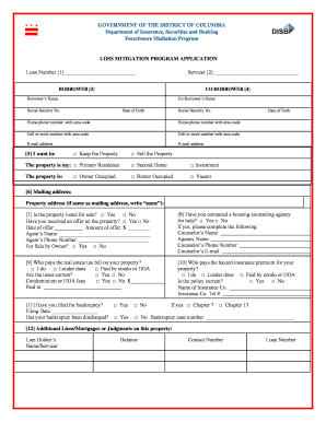 District of Columbia Loss Mitigation Program Application