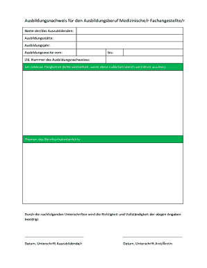 Ausbildungsnachweis für den Ausbildungsberuf Medizinische/r Fachangestellte/r