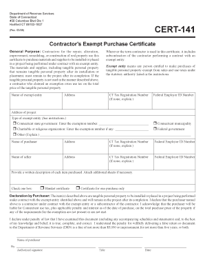 Contractor's Exempt Purchase Certificate