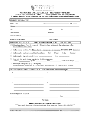 Wenatchee Valley College Transcript Request