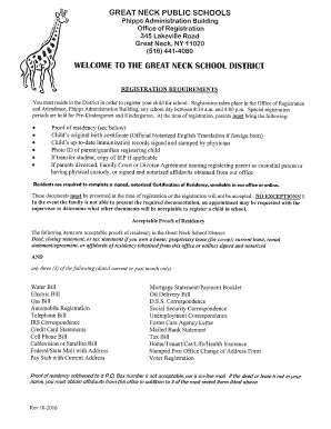 Great Neck Public Schools Registration Form
