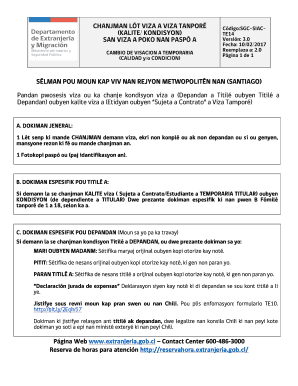Chile Temporary Visa Change Form