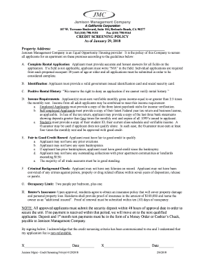 California Credit Screening Policy