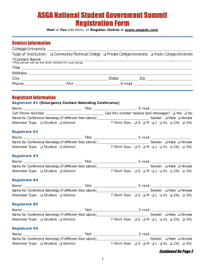 ASGA National Student Government Summit Registration Form