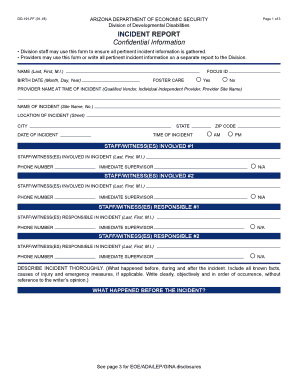 Arizona Incident Report Form
