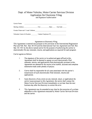 Nebraska Electronic Filing Authorization Agreement