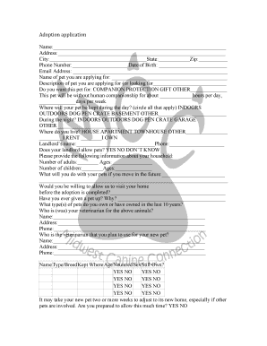 Pet Adoption Application Form