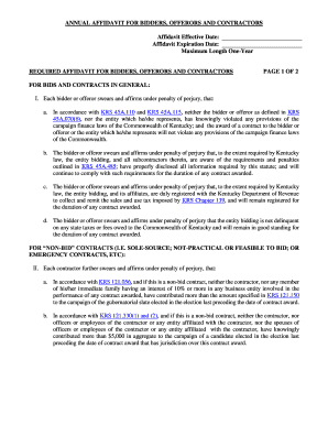 Annual Affidavit for Bidders, Offerors and Contractors
