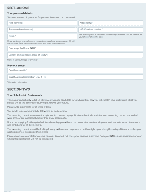 Nottingham Trent University Postgraduate Masters Scholarship Application Form