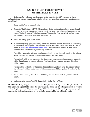 Affidavit of Military Status