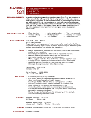 34+ Free Editable Chef Resume Templates In Ms Word [Doc] | Pdffiller