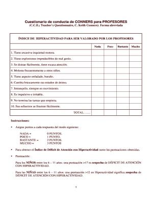 Cuestionario de conducta de CONNERS para PROFESORES