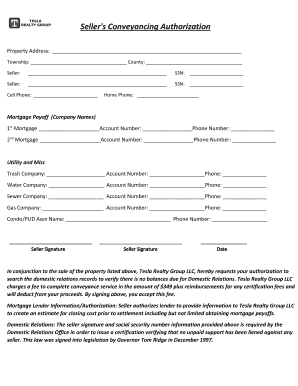 Seller's Conveyancing Authorization