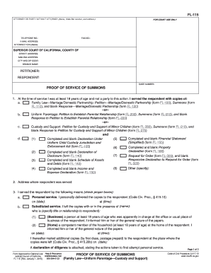 California Proof of Service of Summons
