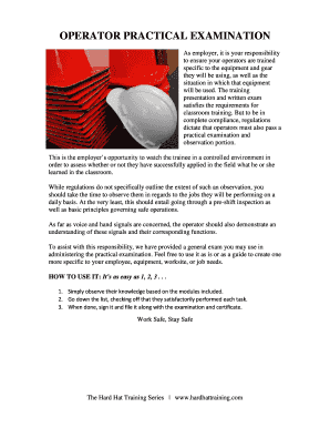Wheel Loader Operator Evaluation Form