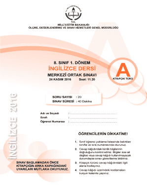 Turkish 8th Grade English Central Exam