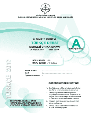 Turkish Language Central Exam for 8th Grade