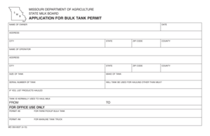 Missouri Bulk Tank Permit Application