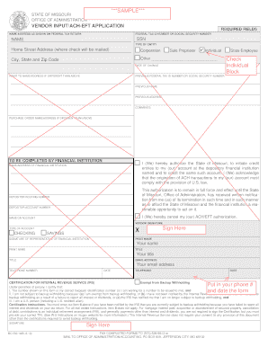 vendor input ach eft application