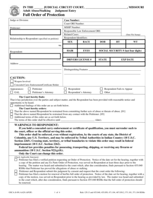 Missouri Adult Abuse Stalking Protection Order